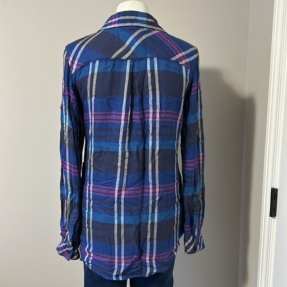 RAILS Sun Navy Blue Pink White Flannel Button Down Shirt Sz S - Picture 7 of 13